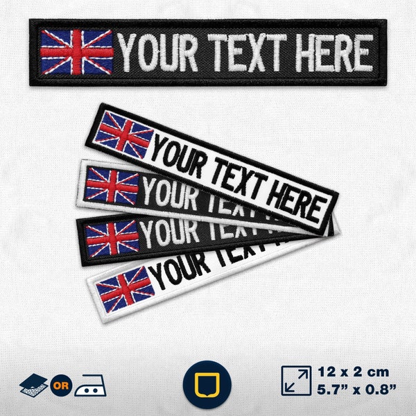 Custom UK Flag Badge | Personalised Name Patch | Embroidered Morale Patch with VELCRO Hook or Iron On / Sew on | Ideal for Airsoft