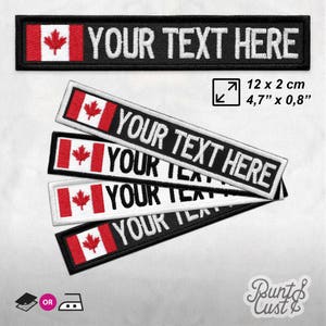 Custom Canada Flag Canadian Embroidered Patch Maple Leaf Text ID Badge Personalized Name Tag Iron On or Custom VELCRO Patch Hook