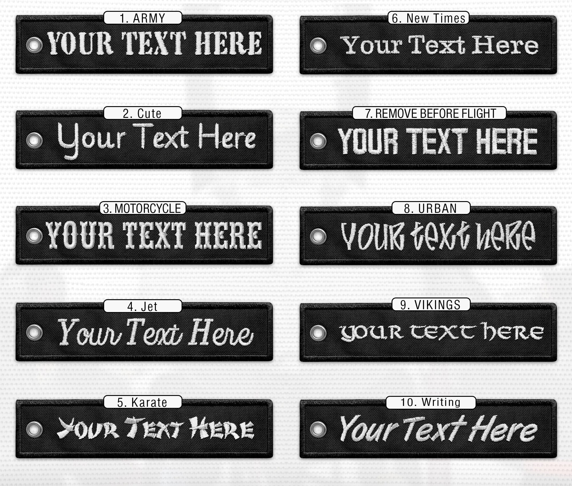 Custom Jet Tag Remove Before Flight Embroidered Keytag Black Etsy UK