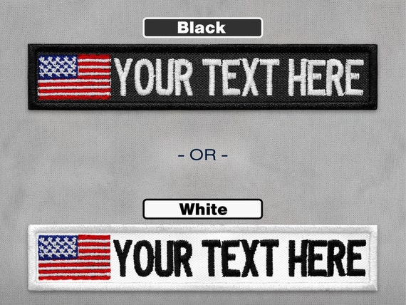 Text Tag Patch Thin Gold Line USA Flag Custom Embroidered Name Text Tag Patch Thin Gold Line USA Flag Custom Embroidered Name