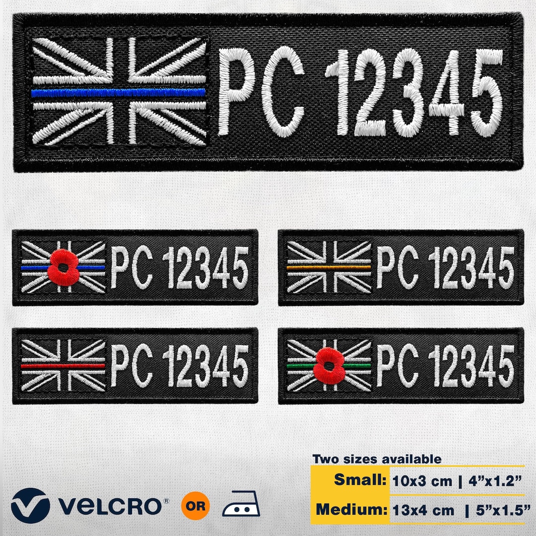 Thin Blue Line Dünn Blaue Linie - Polizei Union Jack Haken Verschluss Verstärkte Bestickter Aufnäher Für Kleidung