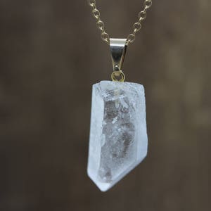 Master Healing master healer Quartz Jewelry Rough Quartz Gold Quartz Necklace Raw Clear Quartz Necklace April birthstone.