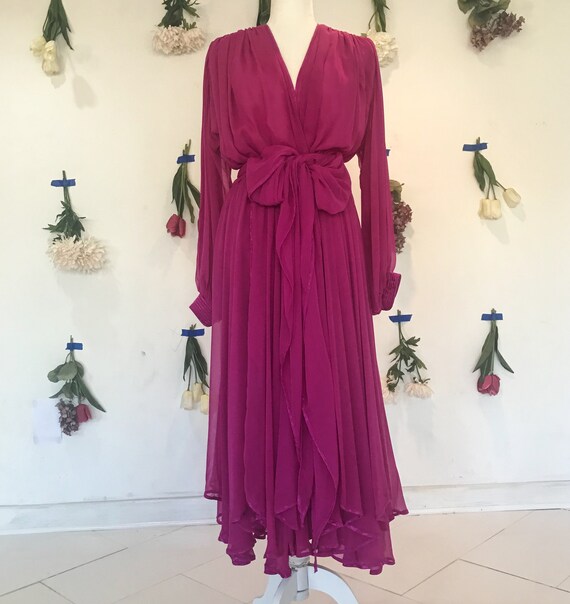 Vintage Wayne Clark Magenta Aline Evening Dress