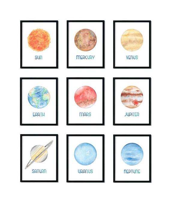 Solar System Art Space Nursery Decor Kids Room Decor Space Print Outer Space Decor Kids Science Poster Wall Art Astronomy Gift