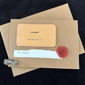 Congratulations on Passing Your Driving Test Card - Vintage Monopoly Art - New Driver Gift - Speeding Fine - Typewriter Aesthetic - Motorist