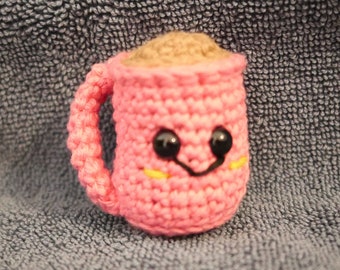 A Mini Cup With Coffee In It/ A Crocheted Mini Cup With Coffee In It/ Kawaii Styled/ Amigurumi/ Stuffed Toy/ Choose Your Color/Plush