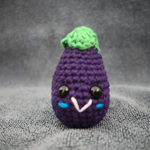 Mini Eggplant /Crocheted Vegetable /Amigurumi/Kawaii Styled/ Stuffed Toy/ All Ages/plush /kawaii plush