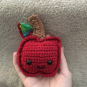 Red Apple/Crocheted Red Apple/Amigurumi/Kawaii Styled Stuffed Toy/Kawaii Red Apple Plush/Plushie
