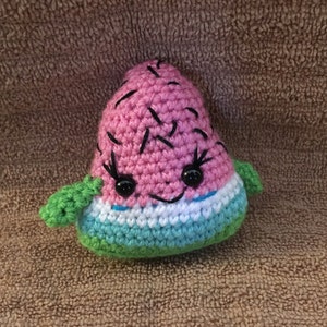 Small Pink Watermelon Slice/ Crocheted Watermelon Slice/ Amigurumi/ Kawaii /Kawaii Plush / Watermelon Slice Plush/Plushie/Stuffed Toy