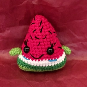 Mini Watermelon Slice/ Mini Crocheted Watermelon Slice/ Mini Fruit/ Amigurumi/ Kawaii Styled / Stuffed Toy / All Ages
