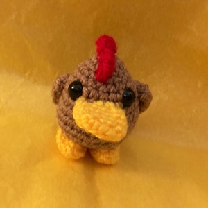 Mini Brown Chicken/Rooster/Crocheted Mini Chicken/Rooster/Amigurumi/Kawaii Styled Stuffed Toy/Chicken/Rooster Kawaii Plush