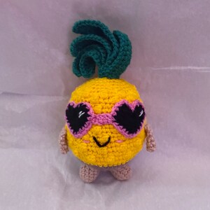 Happy Pineapple With Sunglasses On Toy/Crocheted Happy Pineapple with Sunglasses  Stuffed Toy/Amigurumi/Kawaii/Stuffed Toy/Toy/Plush/Plushie