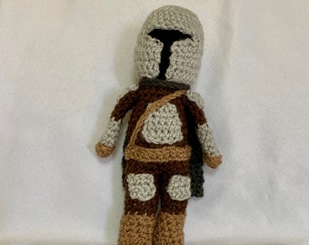 A Crocheted Mando Stuffed Toy/Amigurumi/kawaii Styled/Stuffed Toy/Mando Plush/Plushie