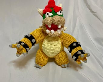 A bowser Stuffed Toy/bowser Crocheted Stuffed Toy/Amigurumi/Crocheted Stuffed Toy/Kawaii Crocheted Toy/Plush/Plushie