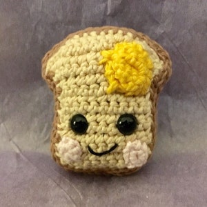 A Mini Toast With Butter Stuffed Toy/Crocheted Mini Toast With Butter Stuffed Toy/ Amigurumi/ Kawaii Styled/Plush/Plushie