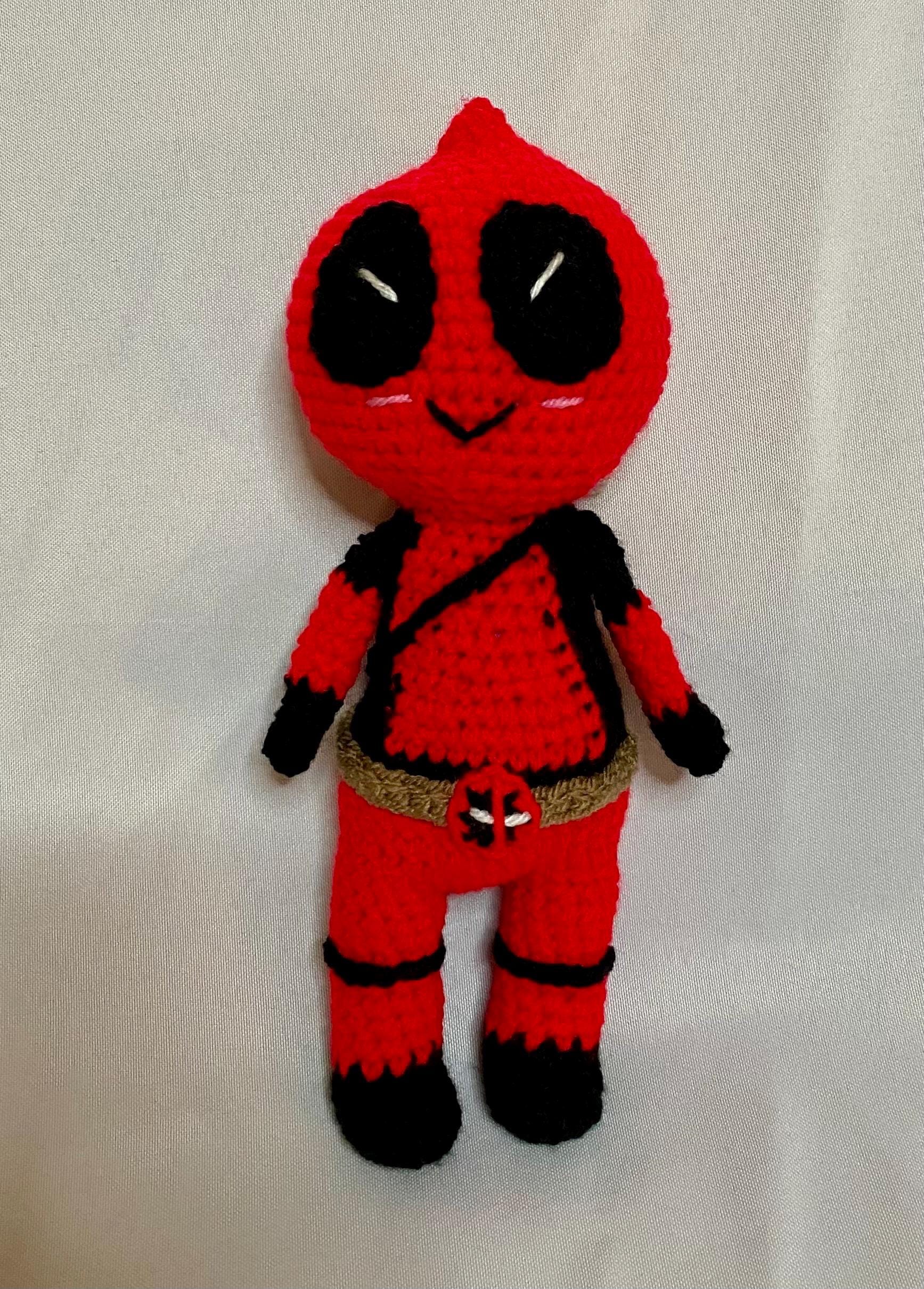A Crocheted Deadpool Stuffed Toy/Amigurumi/kawaii Styled/Stuffed Toy/Deadpool Plush/Plushie