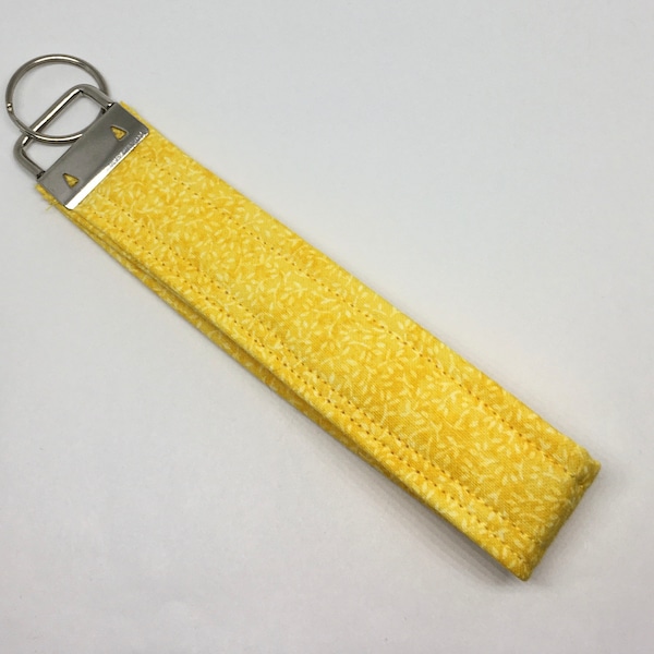 Key Fob Wristlet Keychain/ Choose Your Size in Yellow Fabric Key Fob Wristlet Keychain