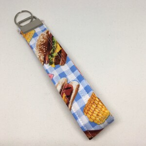 Key Fob Wristlet/Keychain/In Picnic BBQ Print/Key Fob Keychain