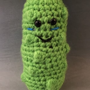 A Crocheted Mini Pickle Stuffed Toy/Amigurumi/kawaii Styled/Stuffed Toy/Pickle Plush/Plushie
