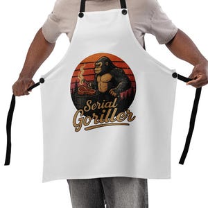 Funny BBQ Grilling Apron | Serial Goriller Grillmaster Retro Barbeque Lovers Gift |