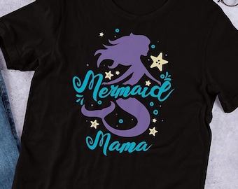 Regalo del Día de la Madre Camisa de mamá sirenita, linda camisa de sirena para Mermom, camisa de cumpleaños de sirena camiseta unisex de manga corta