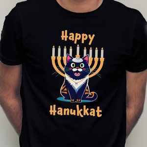 Funny Happy Hanukkah Shirt, Hanukkat Jewish Cat Hanukkah Gift Shirt Chanukah Unisex Shirt