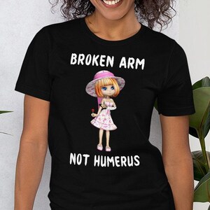 Funny Little Girl Broken Arm T-Shirt Get Well Tee for Kids Short-Sleeve Unisex T-Shirt