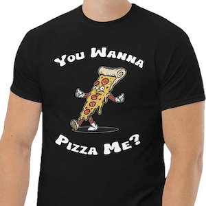 Você quer me fazer uma pizza? -shirt engraçado da pizza | Presente de trocadilho de comida | T retro do amante da pizza 60s | Clássico masculino