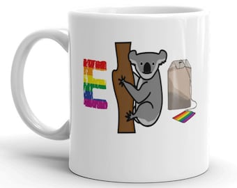 Equality (E Koala Tea) Gay Pride Gift Coffee Mug, Rainbow Flag Mug, LGBT Coffee Cup, LGBTQ Gift Mug, Tea Cup