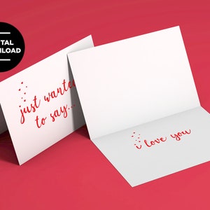 Digital Love Card, Printable I Love  You Card, Folded 5x7 and 4x6 Digital Download