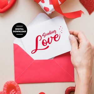 Printable Sending Love Card, Folded 5x7 and 4x6 Digital Download