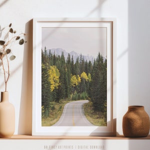 Open Road Print, Printable Wall Art, Rustic Decor, Landscape Photography, Mountain Wall Art, Wanderlust, Autumn Landscape Print image 1