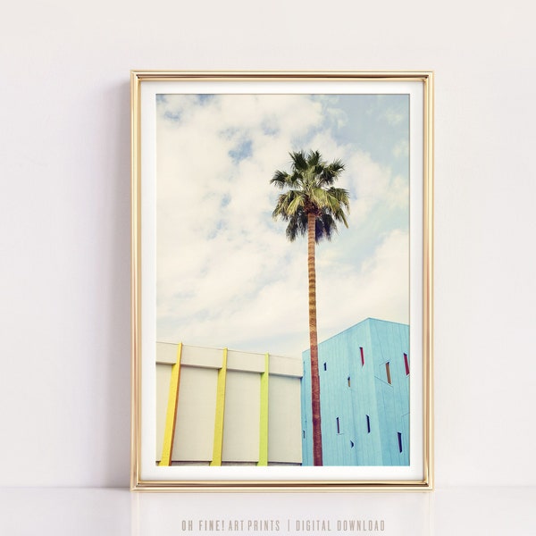 Palm Springs Print, Printable Wall Art, Mid Century Modern Wall Art, Wall Decor, Digital Download, Summer Pastels, California Poster Print