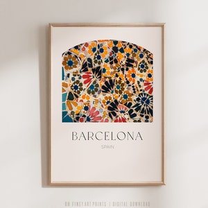 Barcelona Digital Print, Travel Poster, Printable Wall Art Prints, Tile Pattern, Large Spain Poster Digital Download