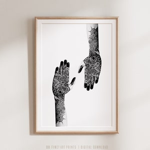 Mehndi Decor, Boho Black and White Prints, Mehendi Wall Decor, PRINTABLE Wall Art, Henna Tattoo Poster, Digital Print Download
