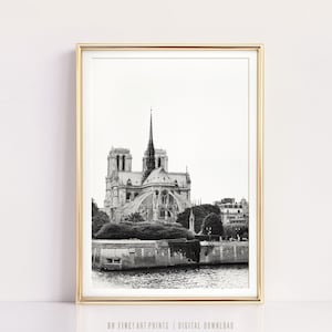 Notre Dame Cathedral, Paris Print, PRINTABLE Wall Art, Black and White Prints, Paris Wall Art, Prints, Paris Skyline Poster