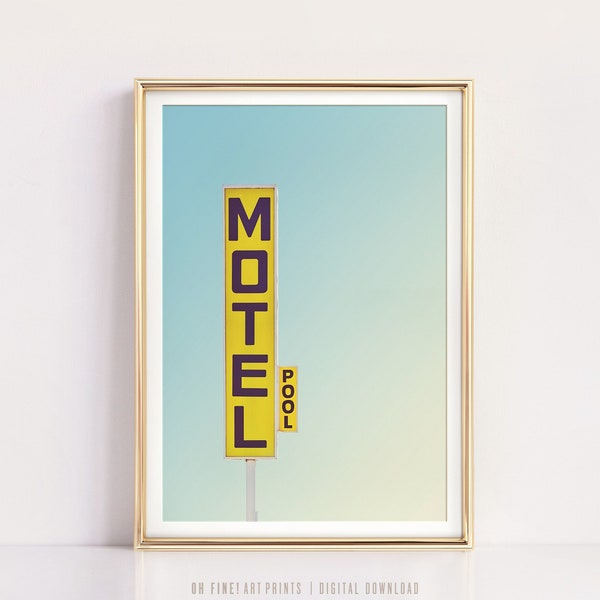 Vintage Motel Sign, Wall Art, Prints, Digital Download, Mid Century Modern Decor, Palm Springs Print, Retro Poster, Printable Art