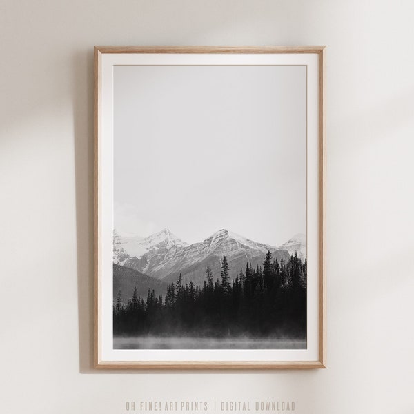 Mountain Print, Black and White Print, Mountain Art Print, Gift for Men, Printable Art, Landscape Print, Nature Photography Scandinavian Art