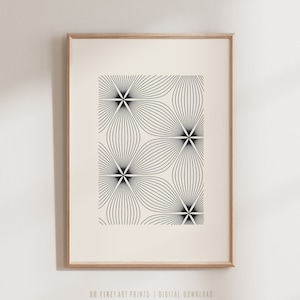 Geometric Printable Wall Art, Digital Print, Neutral Wall Art, Mid Century Modern, Abstract Floral Art Print, Digital Download