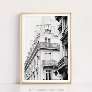Paris Print, Printable Wall Art, Black and White Prints, Paris Apartment, Large Wall Art, Digital Prints, Black and White Photography
