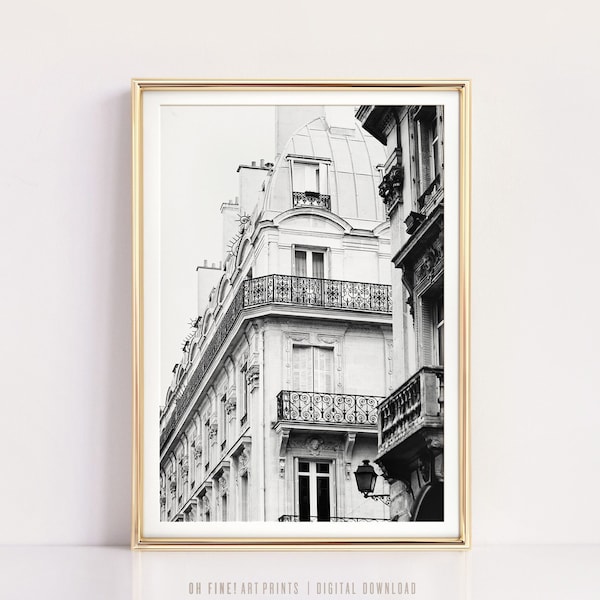 Paris Print, Printable Wall Art, Black and White Prints, Paris Apartment, Large Wall Art, Digital Prints, Black and White Photography