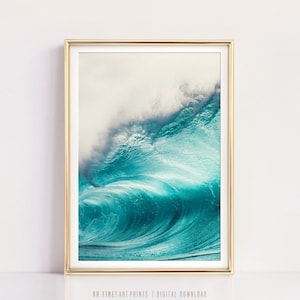 Impresión de surf, arte de pared del océano, impresiones, póster del océano, foto de ola del océano azul, impresión abstracta, impresión de playa, arte de pared grande, arte IMPRIMIBLE digital