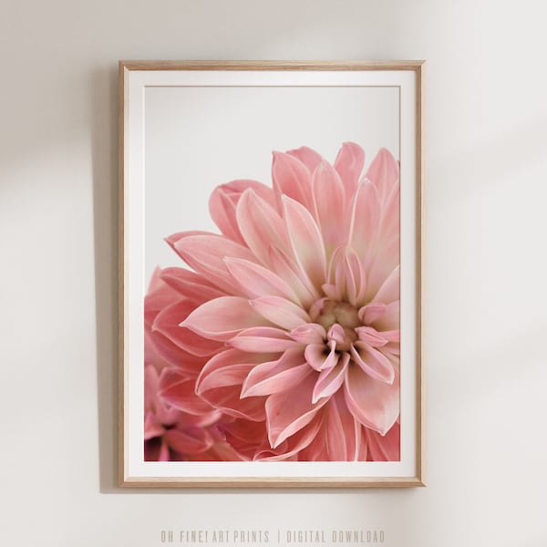 Dahlia Print, Blush Pink Flower Print, Floral Art Print, Floral Wall Art, Large Wall Art, Printable Wall Art, Mothers Day Gift