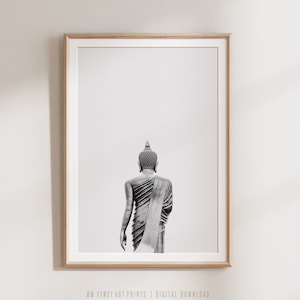 Buddha Wandkunst, Boho-Dekor, moderne Boho Wand Kunst Drucke, Schwarzweiß-Drucke, Buddha Statue, vertikale Wand Kunst Yoga Poster DRUCKBARE Kunst