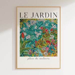 Printable Botanical Wall Art, Le Jardin Flower Market Poster, Colorful Vintage Floral Print, Digital Download A22