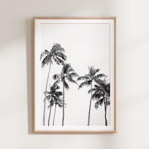 Palm Tree Print, Tropical Wall Art Prints, Large Art, Black and White Prints, PRINTABLE Art, Hawaii Poster, Minimalist Palm Tree Wall Art