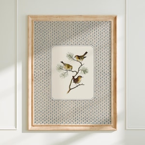 Druckbare Vintage Vogel Illustration Kunstdruck, digital herunterladbare Wandkunst, Neutral gemütliche Cottagecore Wohnkultur, Grandmillenial Stil A230