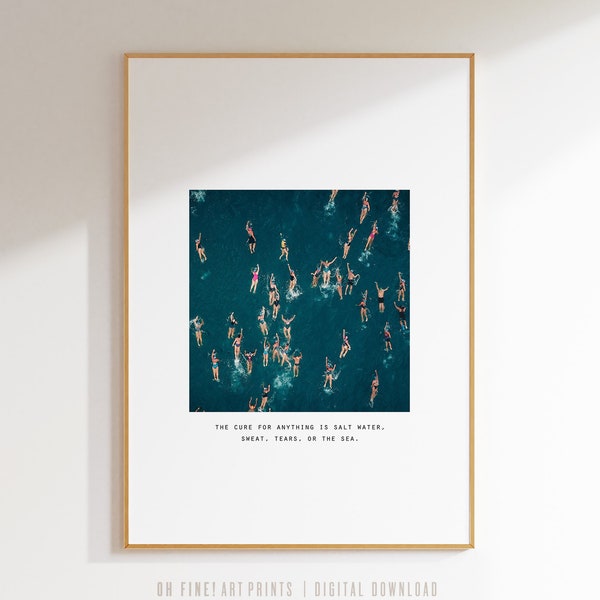 Schwimmer im Meer, Inspirational Wandkunst, druckbare Zitate, Isak Dinesen, Zitat Druck, Luftbildfotografie, inspirierendes Geschenk