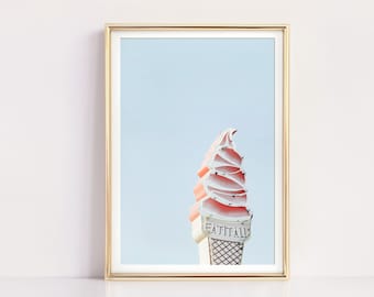 Vintage Ice Cream Sign, Vertical Wall Art, Prints, Mid Century Modern Decor, Retro Kitchen Wall Art, Large Art Poster, Printable Art