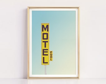Vintage Motel Sign, Wall Art, Prints, Digital Download, Mid Century Modern Decor, Palm Springs Print, Retro Poster, Printable Art